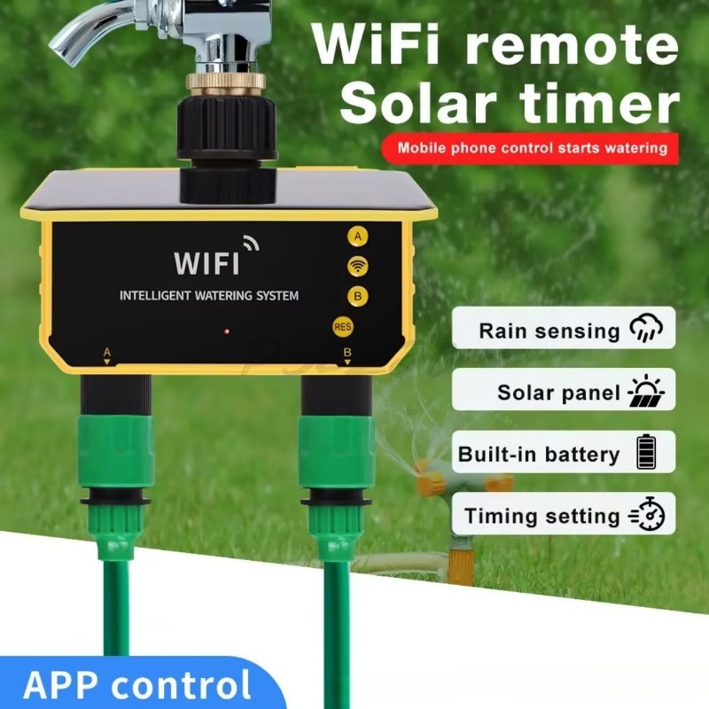 WiFi Solar Water Valve Irrigat - Timer Dual Outlet review and price