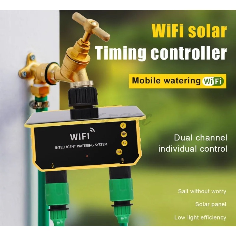 WiFi Solar Water Valve Irrigat - Timer Dual Outlet review and price