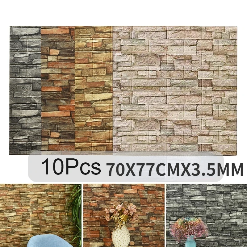 10PCS Self Adhesive 3D Brick W - Pvc Panel Background review and price