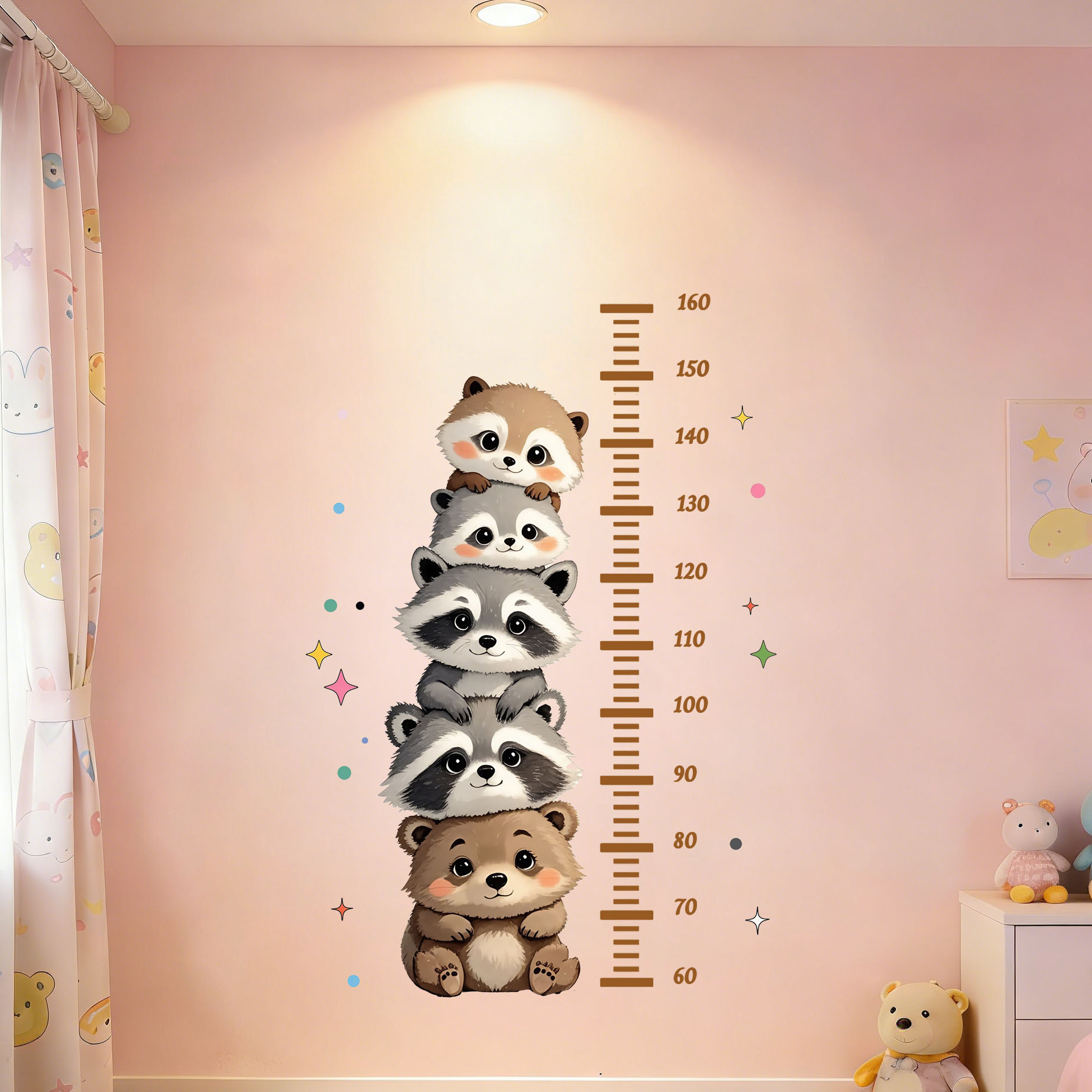 Cute Raccoon Height Wall Stick - Pvc Panel Background review and price