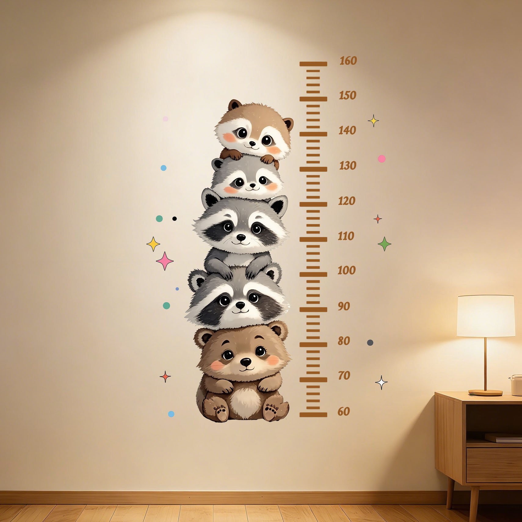 Cute Raccoon Height Wall Stick - Pvc Panel Background review and price